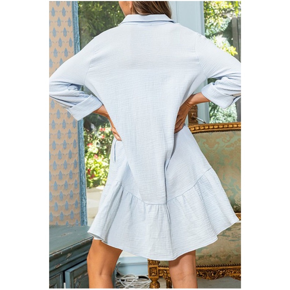 #13 Boho Button Pocket Cuff Sleeve Dress - Picture 4 of 4